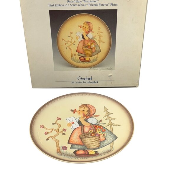 M J Hummel “Friends‎ Forever" Collector Relief Plates 1991 "Meditation" Org. Box - Picture 12 of 15